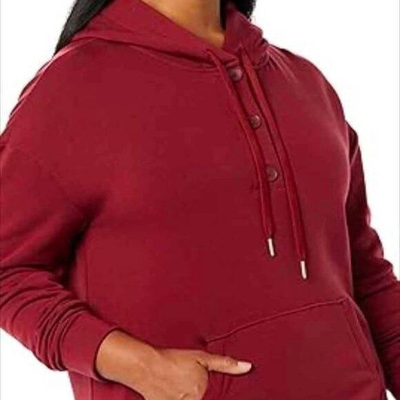 Amazon Essentials Women's Large Navy Long Sleeve Henley Hoodie Navy  NWT - Picture 3 of 6